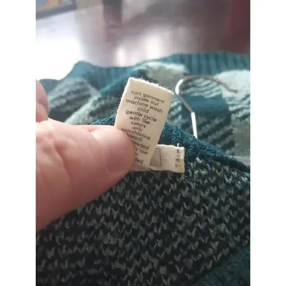 FULL TILT Wavy Checker Sweater Large Green  Y2K 90s Retro Size Medium - Picture 5 of 9